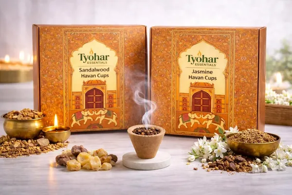 Pack_Of_2_Devotional_Sandalwood_&_Jasmine_Cow_Dung_Havan_Cup_Combo_|(15_Cups_Each)_|_Natural_Floral_Dhoop_Cups_For_Pooja_&_Spiritual_Rituals