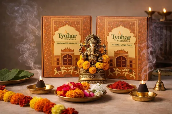 Pack_Of_2_Devotional_Sandalwood_&_Jasmine_Cow_Dung_Havan_Cup_Combo_|(15_Cups_Each)_|_Natural_Floral_Dhoop_Cups_For_Pooja_&_Spiritual_Rituals