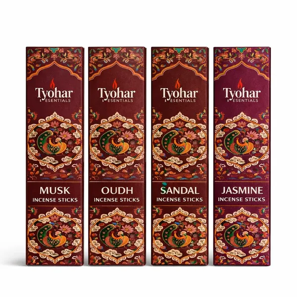 PACK_OF_4_Pure_Agarbatti_4_Natural_Fragrances_Silver_Musk,_Oudh,_Sandalwood,_Jasmine_Incense_Sticks_Combo_Pack_|_For_Pooja,_Meditation_&_Daily_Use_|_Long_Lasting_Freshness