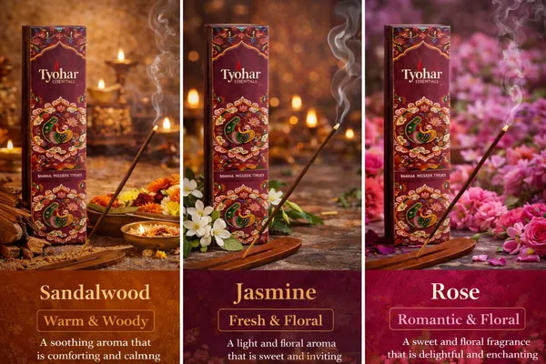 TYOHAR_ESSENTIALS_Organic_Incense_Sticks_Combo_Pack_Of_3_(3×40_Sticks)_–_Sandalwood,_Rose_&_Jasmine_