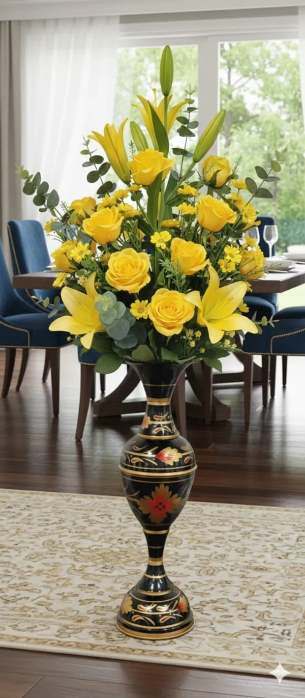 Black__Iron_Flower_Vase_For_Displaying_Fresh_Or_Artificial_Flowers
