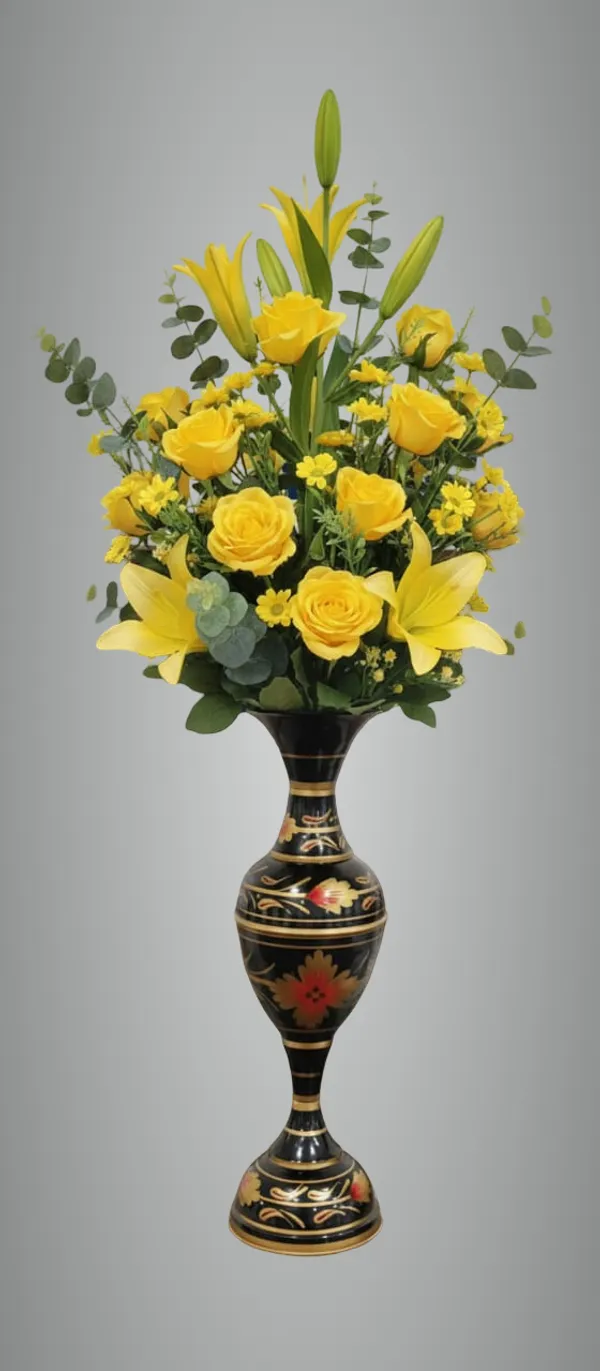 Black__Iron_Flower_Vase_For_Displaying_Fresh_Or_Artificial_Flowers