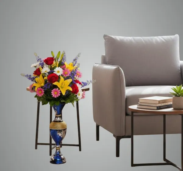 Blue_Iron_Flower_Vase_For_Displaying_Fresh_Or_Artificial_Flowers