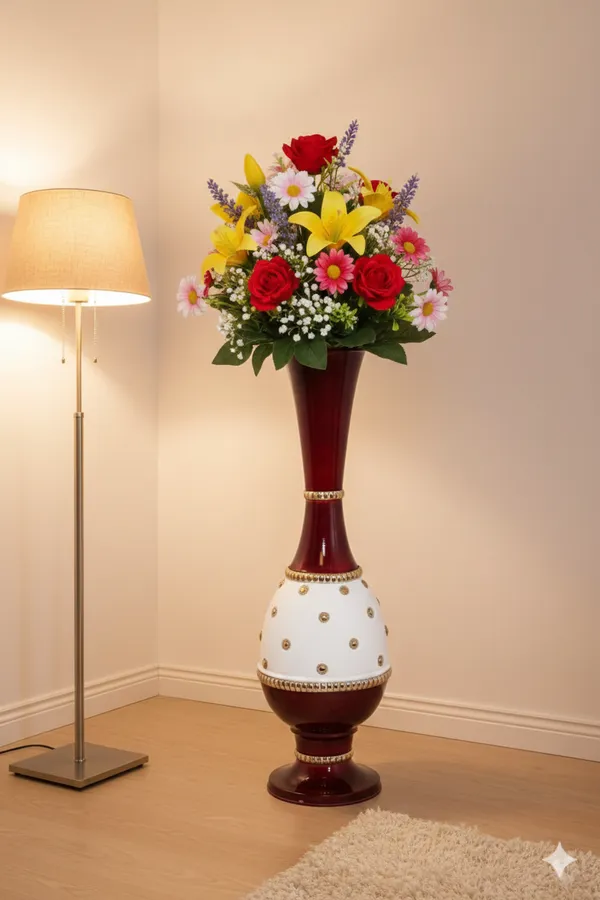 Brown_White_Iron_Flower_Vase_For_Displaying_Fresh_Or_Artificial_Flowers