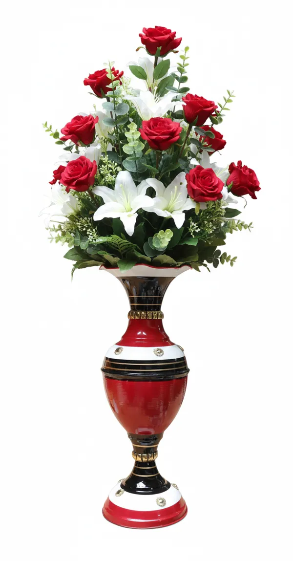 Red_Black_Iron_Flower_Vase_For_Displaying_Fresh_Or_Artificial_Flowers