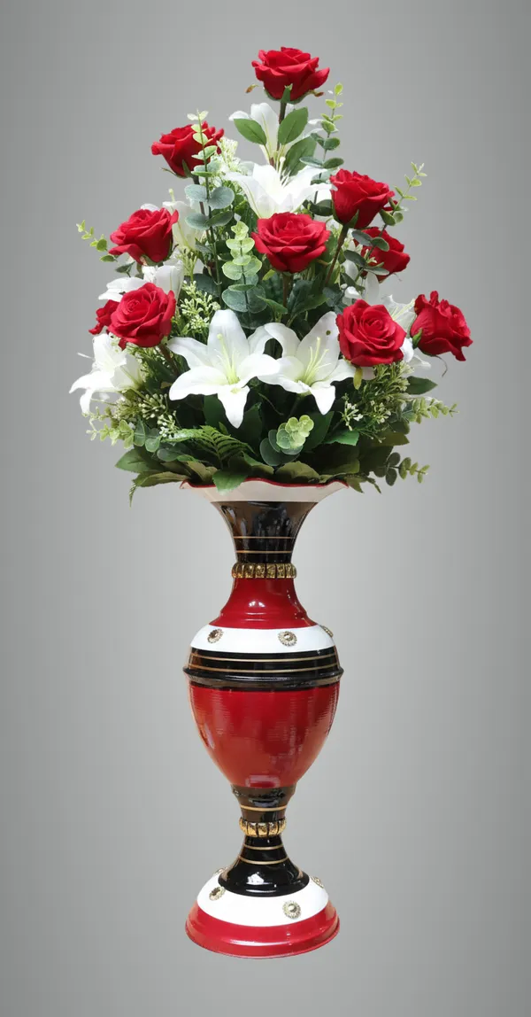 Red_Black_Iron_Flower_Vase_For_Displaying_Fresh_Or_Artificial_Flowers