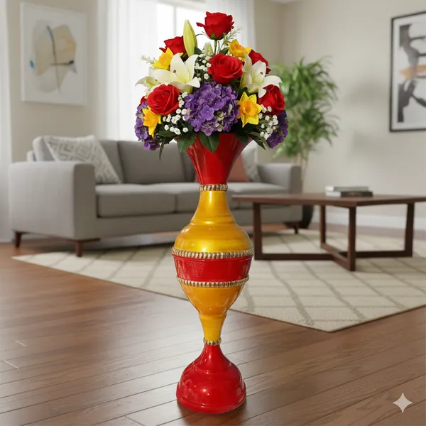 Red_Gold_Iron_Flower_Vase_For_Displaying_Fresh_Or_Artificial_Flowers