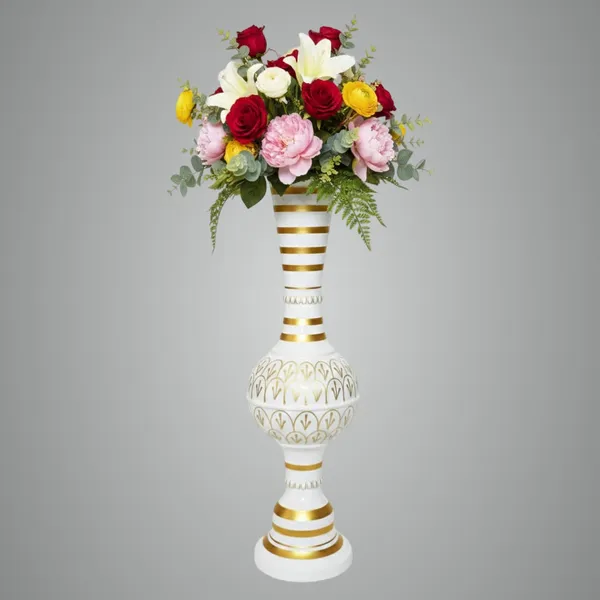 White_Golden_Iron_Flower_Vase_For_Displaying_Fresh_Or_Artificial_Flowers