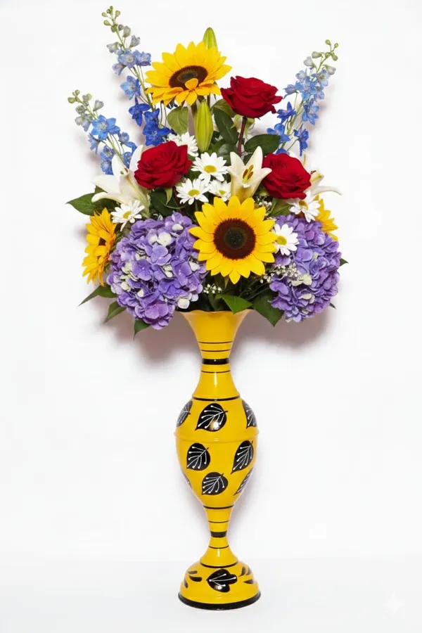 Yellow_Black_Iron_Flower_Vase_For_Displaying_Fresh_Or_Artificial_Flowers