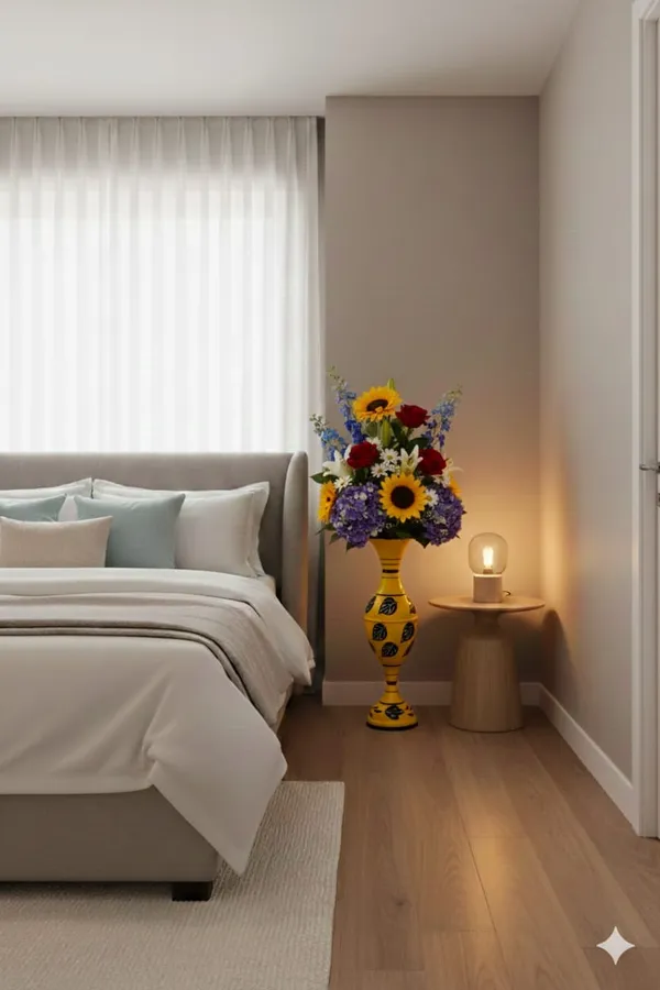 Yellow_Black_Iron_Flower_Vase_For_Displaying_Fresh_Or_Artificial_Flowers