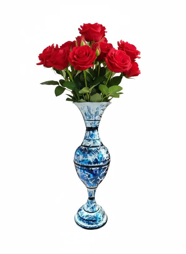 Blue_Iron_Flower_Vase_For_Displaying_Fresh_Or_Artificial_Flowers