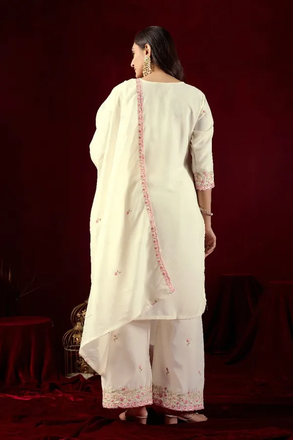 White_Designer_Kurti_Pant_With_Dupatta_For_Women