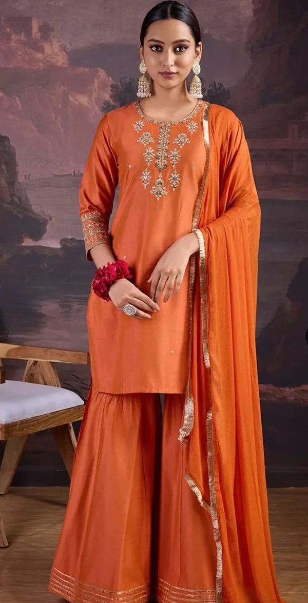 Orange_Designer_Kurti_Gharara_With_Dupatta_For_Women