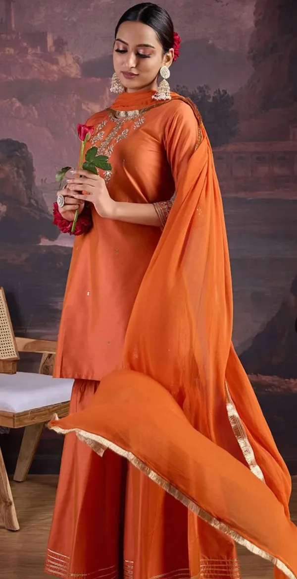 Orange_Designer_Kurti_Gharara_With_Dupatta_For_Women