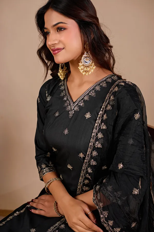 Black_Designer_Kurti_Pant_With_Dupatta_For_Women
