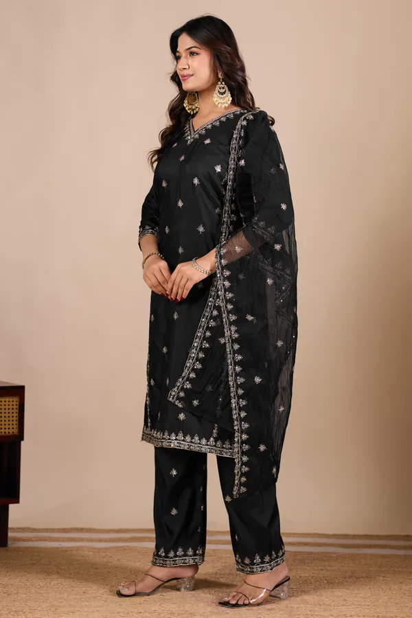 Black_Designer_Kurti_Pant_With_Dupatta_For_Women
