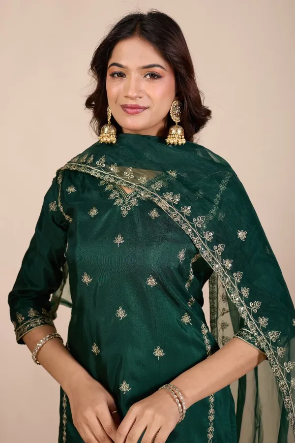 Green_Designer_Kurti_Pant_With_Dupatta_For_Women