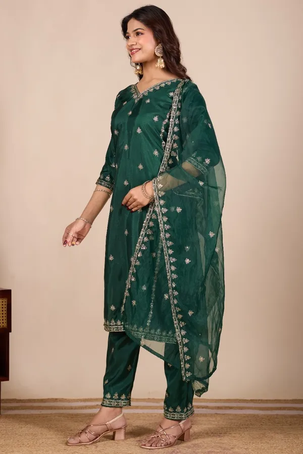 Green_Designer_Kurti_Pant_With_Dupatta_For_Women