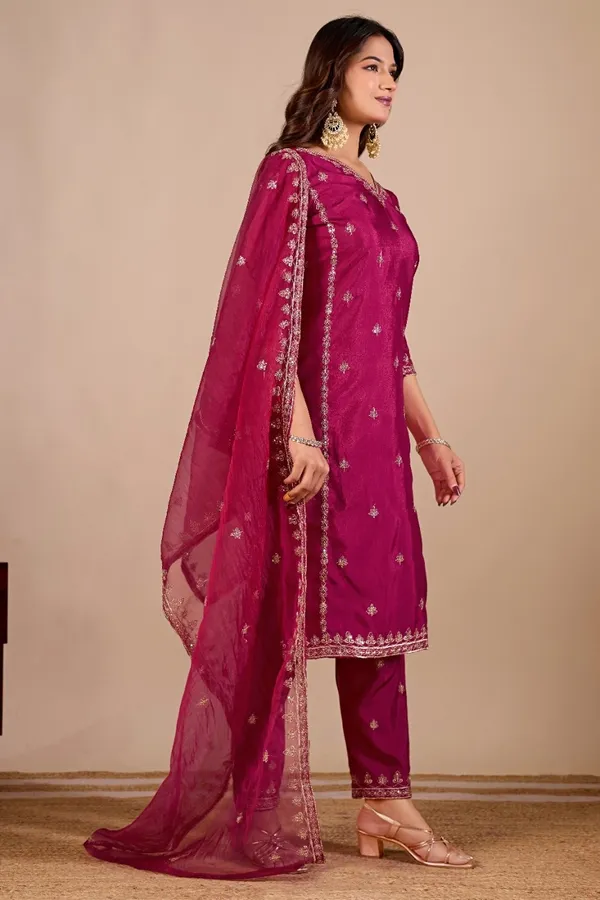 Maroon_Designer_Kurti_Pant_With_Dupatta_For_Women