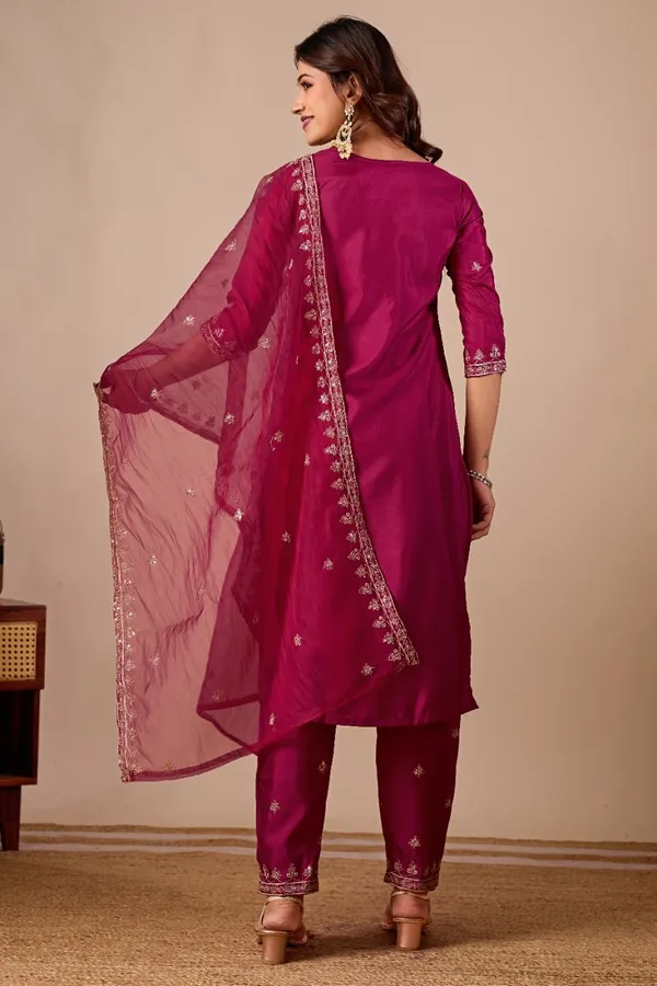 Maroon_Designer_Kurti_Pant_With_Dupatta_For_Women