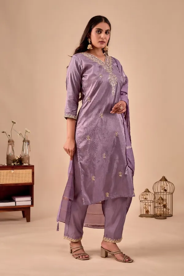 Lavender_Designer_Kurti_Pant_With_Dupatta_For_Women