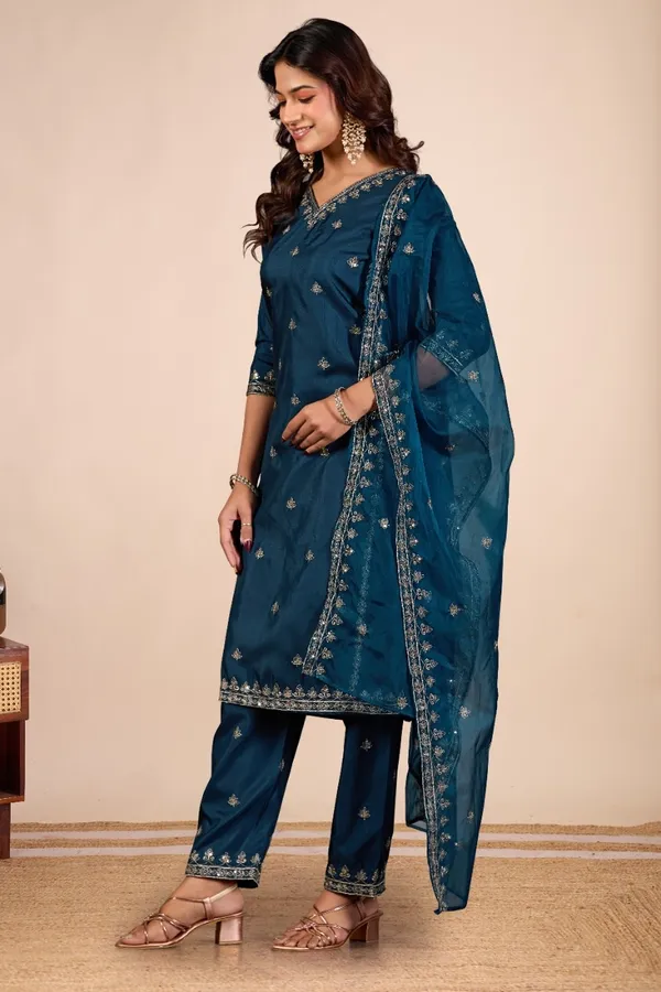 Blue_Designer_Kurti_Pant_With_Dupatta_For_Women