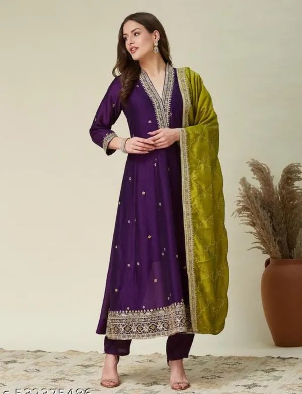 Purple_Designer_Anarkali_Kurti_Pant_With_Dupatta_For_Women