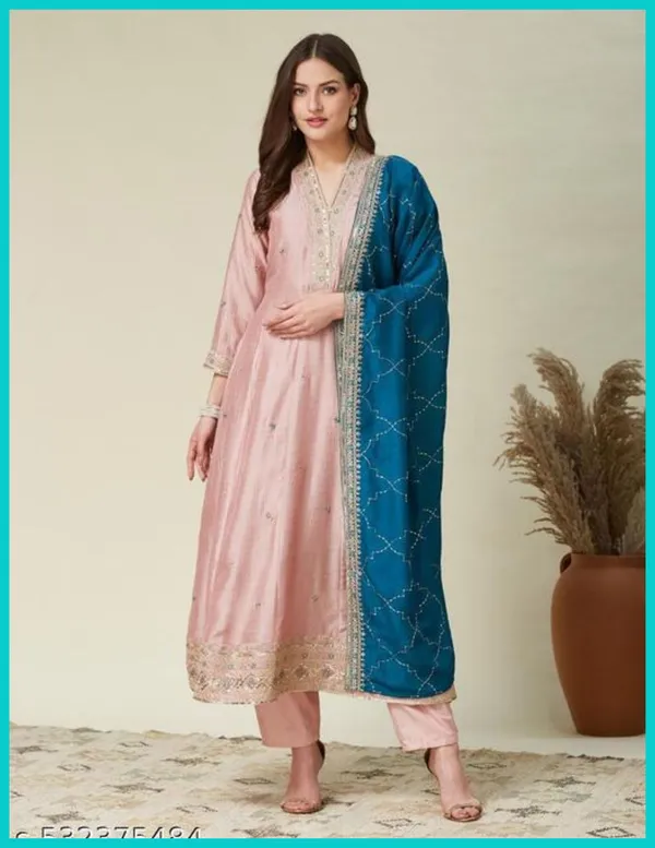 Pink_Designer_Anarkali_Kurti_Pant_With_Dupatta_For_Women