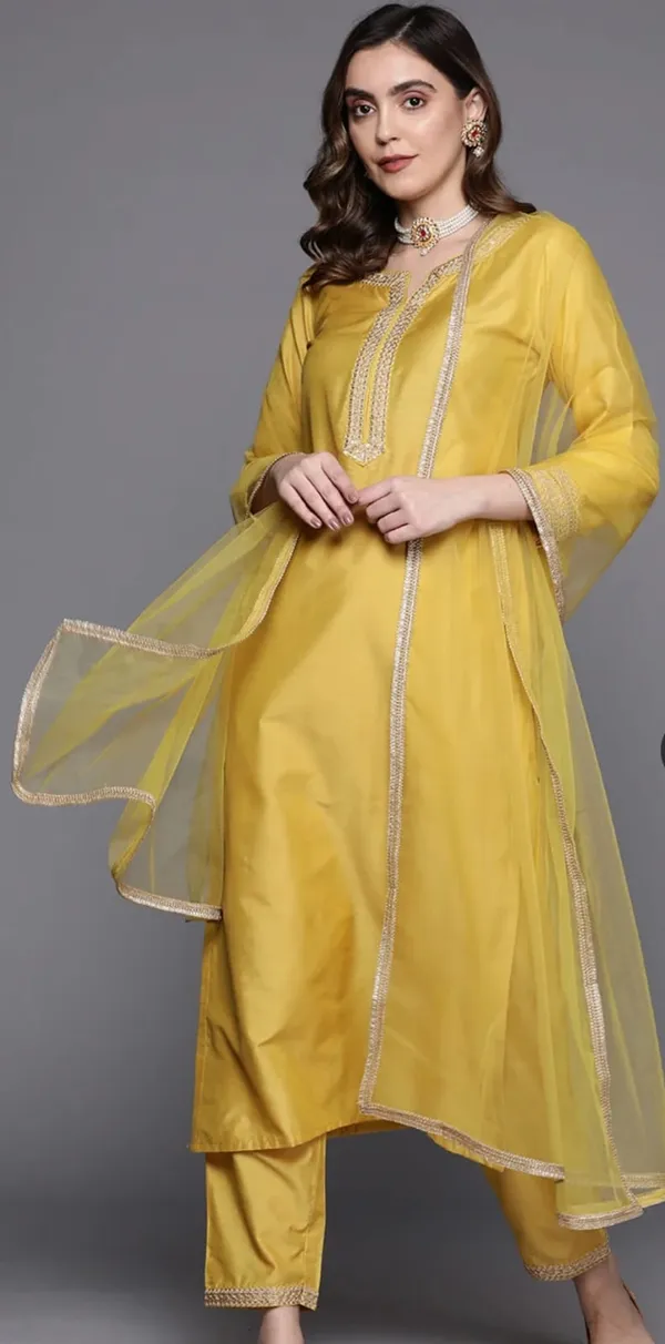 Yellow_Designer_Kurti_Pant_With_Dupatta_For_Women