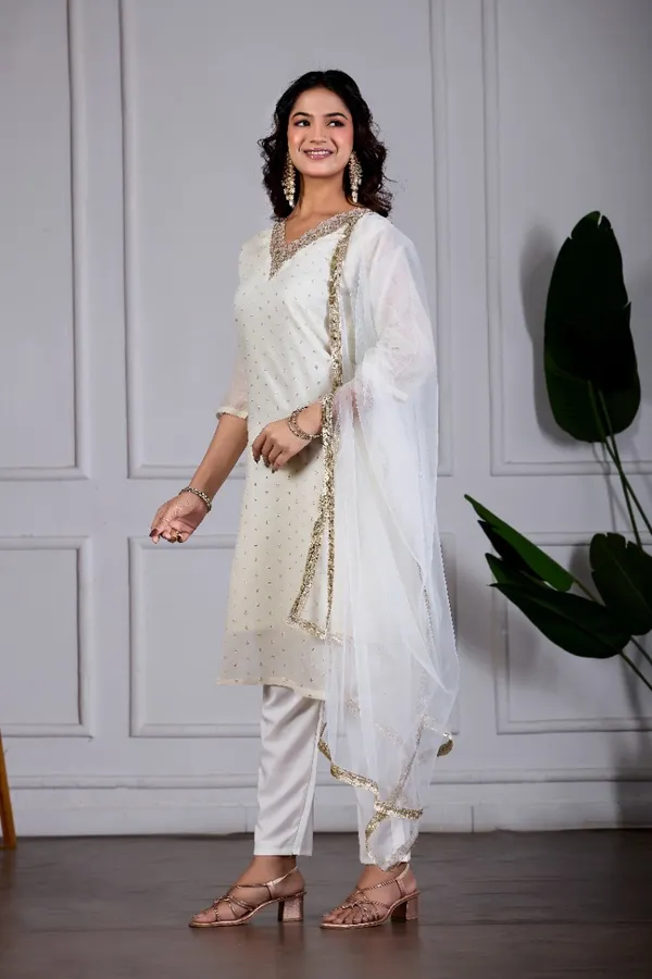 White_Designer_Kurti_Pant_With_Dupatta_For_Women