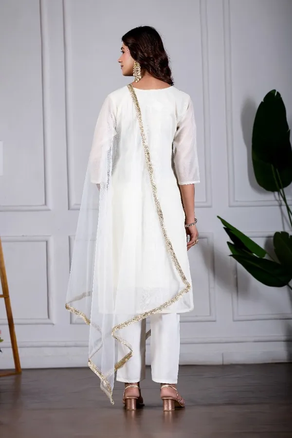White_Designer_Kurti_Pant_With_Dupatta_For_Women