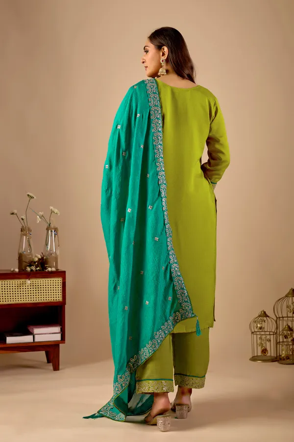 Green_Designer_Kurti_Pant_With_Dupatta_For_Women