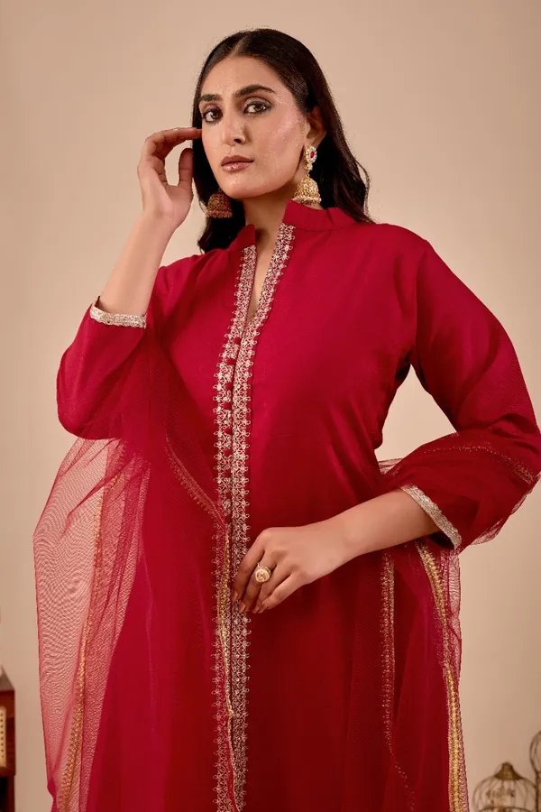 Maroon_Designer_Kurti_Pant_With_Dupatta_For_Women