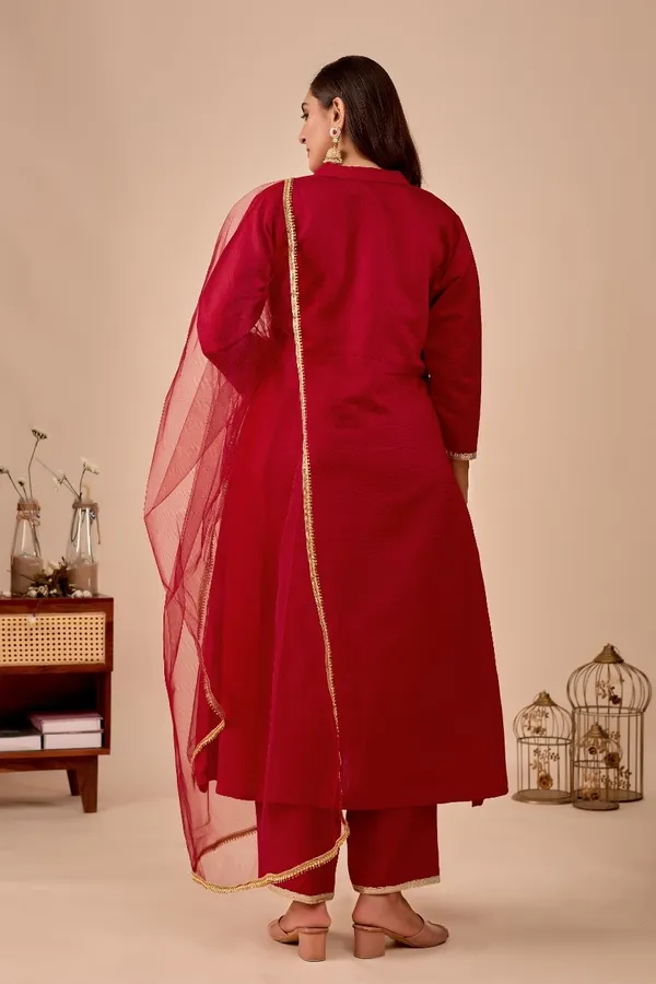 Maroon_Designer_Kurti_Pant_With_Dupatta_For_Women