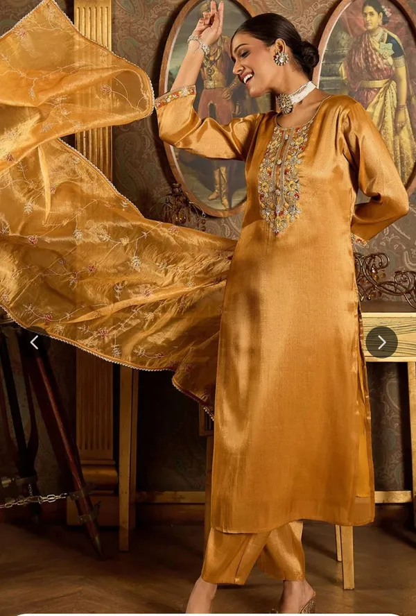 Yellow_Designer_Kurti_Pant_With_Dupatta_For_Women