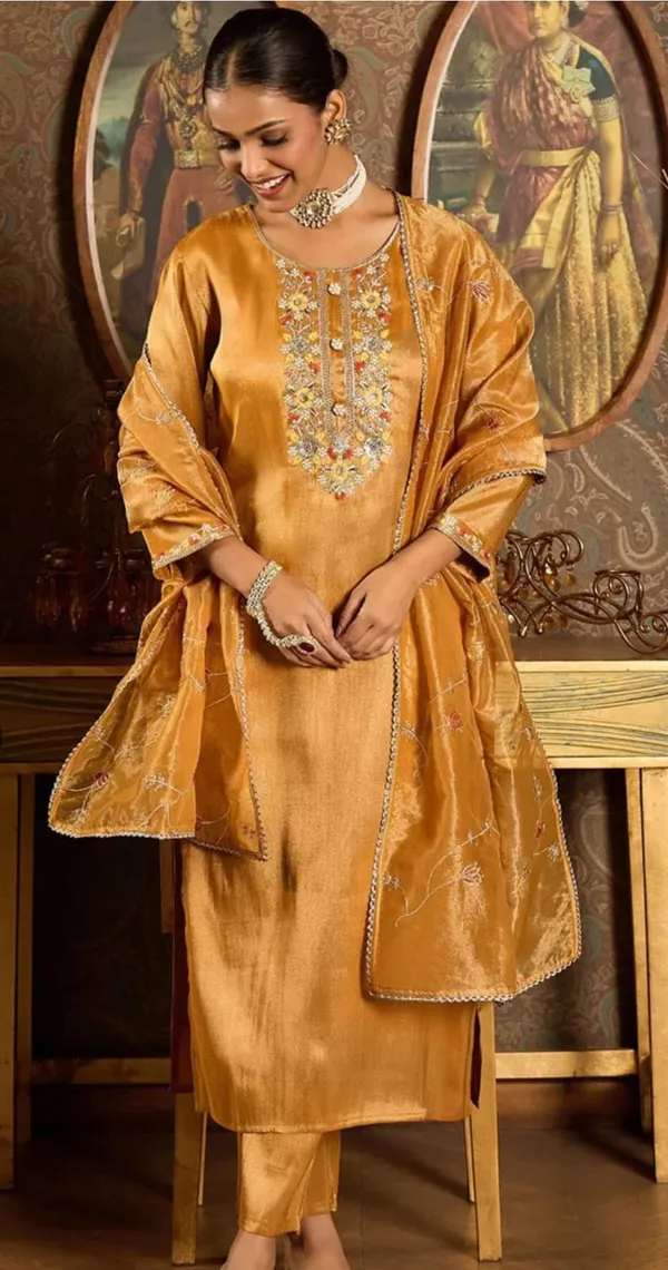 Yellow_Designer_Kurti_Pant_With_Dupatta_For_Women