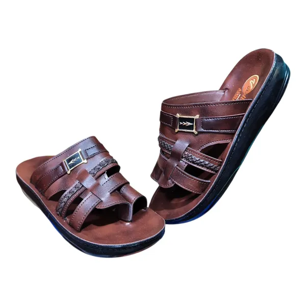 Brown_Leather_Comfort_Sandals_With_Gold_Buckle_Accents_For_Men