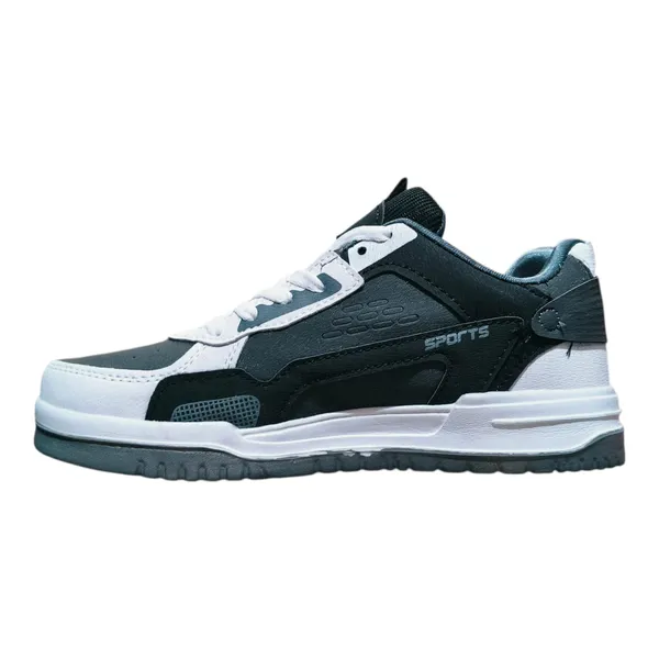Dark_Grey_And_White_Sports_Chunky_Sneakers_With_Textured_Sole_For_Men