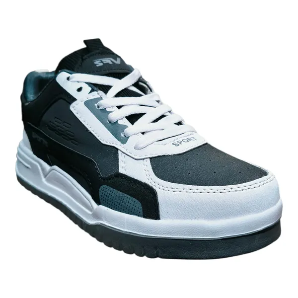 Dark_Grey_And_White_Sports_Chunky_Sneakers_With_Textured_Sole_For_Men