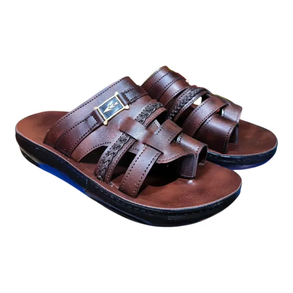 Brown_Leather_Comfort_Sandals_With_Gold_Buckle_Accents_For_Men