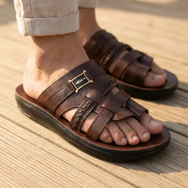 Brown_Leather_Comfort_Sandals_With_Gold_Buckle_Accents_For_Men