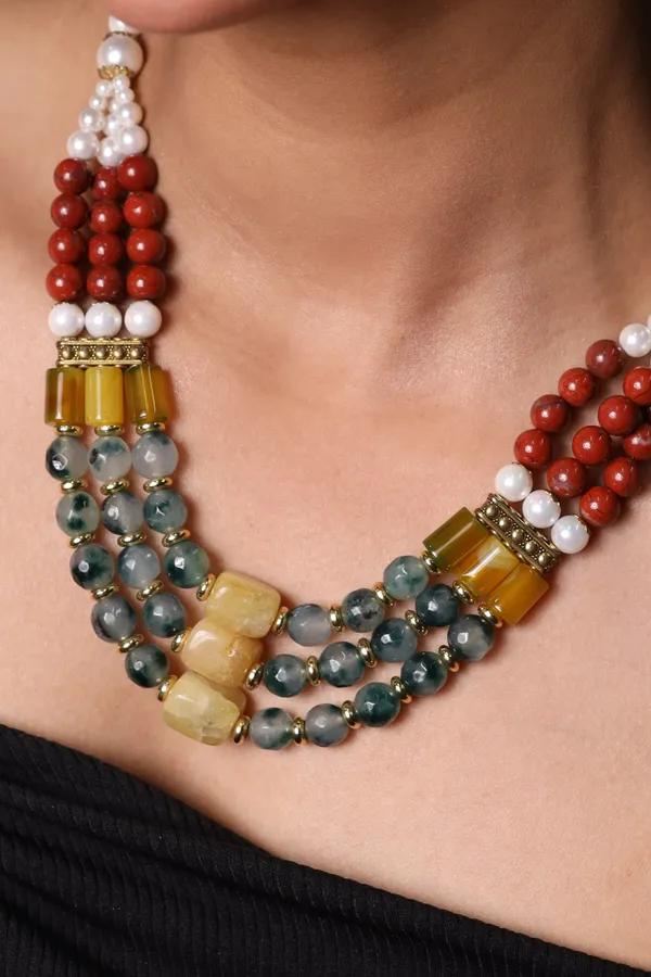 Red_Aventurine_With_Tumbles_And_Pearl_Necklace_For_Women_And_Girls