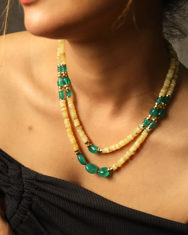 Yellow_Opal_With_Green_Onyx_Necklace_For_Women_And_Girls