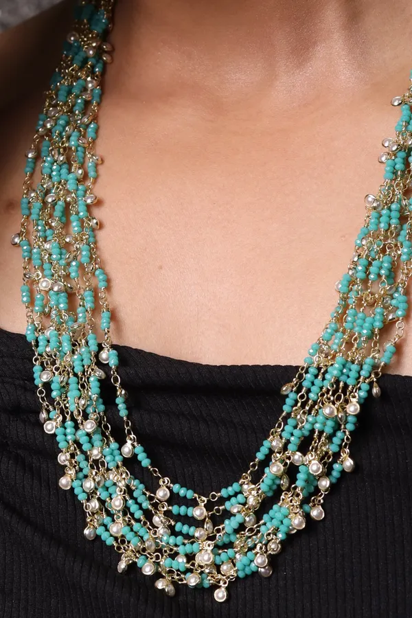 Turquoise_Onyx_Bunch_Necklace_For_Women_And_Girls
