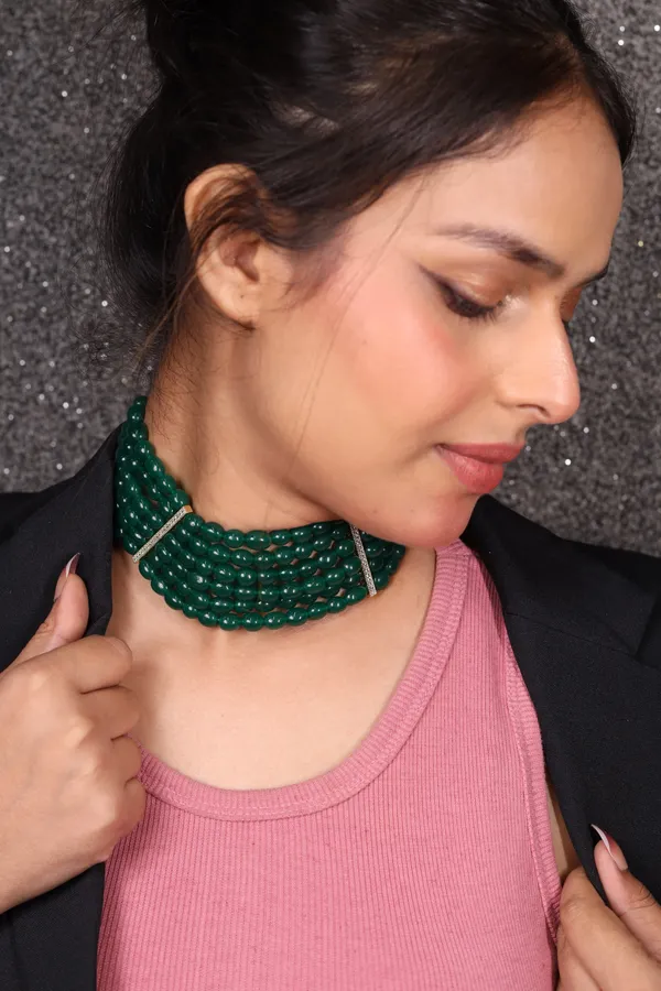 Bold_Layered_Green_Oval_Onyx_Choker_For_Women_And_Girls