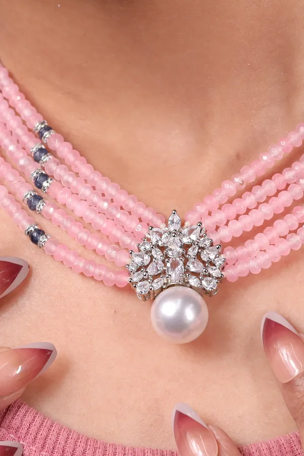 Pink_Onyx_Beads_With_Pearl_Pendant_Necklace_For_Women_And_Girls