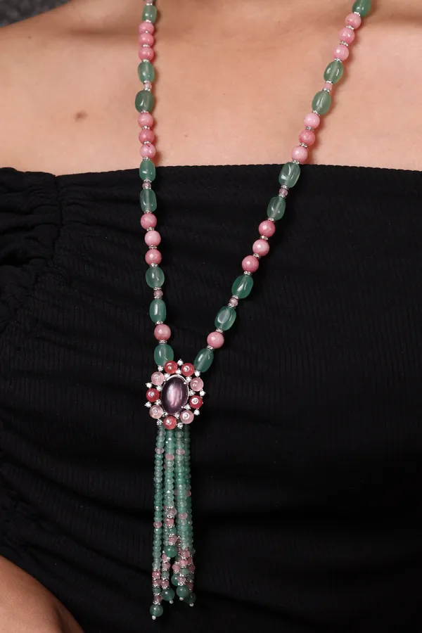 Green_And_Pink_Onyx_With_Diamond_Cut_Pendant_String_Necklace_For_Women_And_Girls