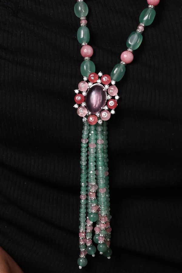 Green_And_Pink_Onyx_With_Diamond_Cut_Pendant_String_Necklace_For_Women_And_Girls