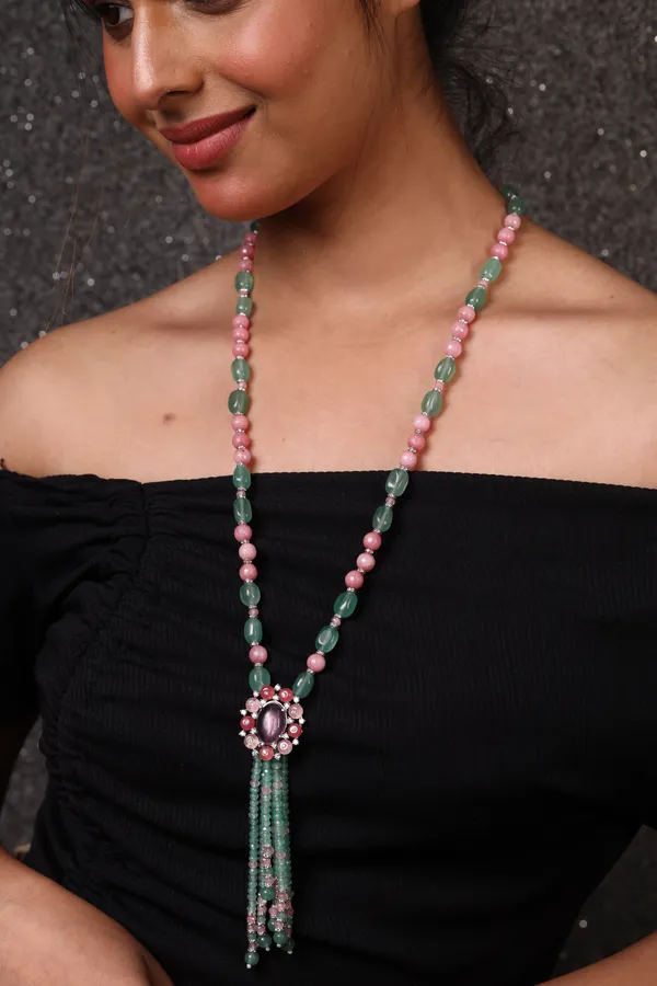 Green_And_Pink_Onyx_With_Diamond_Cut_Pendant_String_Necklace_For_Women_And_Girls