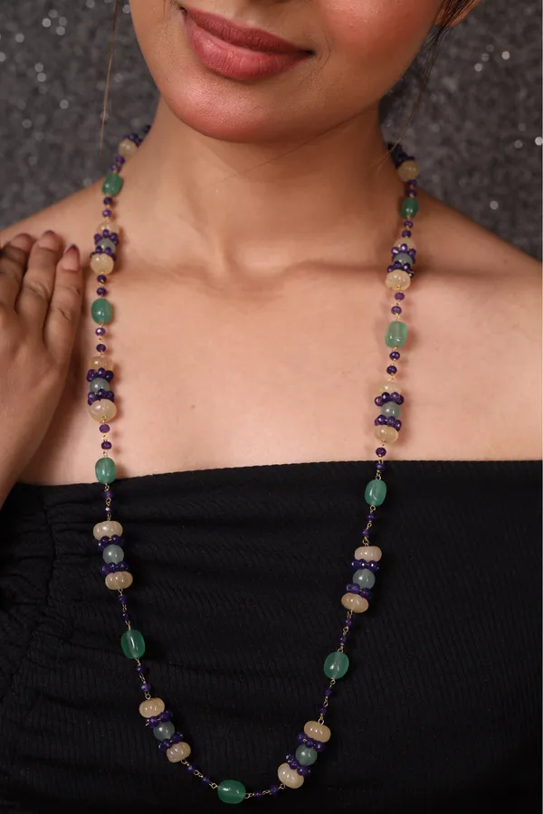Green_Aventurine_And_Onyx_Beads_Necklace_For_Women_And_Girls